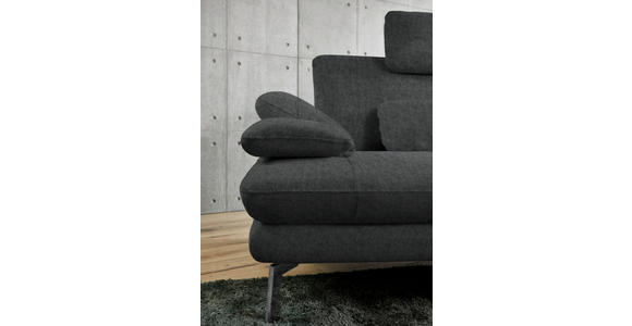 ECKSOFA in Velours Anthrazit 284/184 cm - Anthrazit/Schwarz, Design, Textil/Metall (284/184cm) - Dieter Knoll