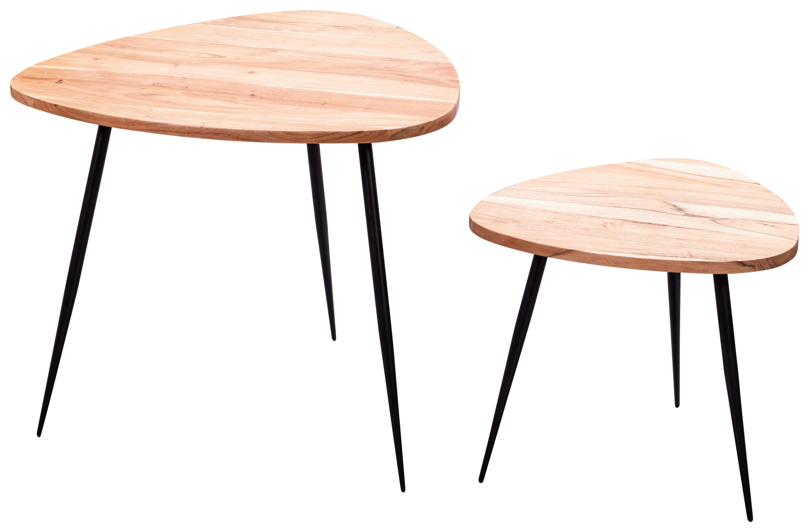 ASZTAL SZETT fa 60/60/51 cm   - akáciaszínű/fekete, Modern, fa/fém (60/60/51cm) - MID.YOU