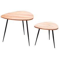 SATZTISCH Akazie massiv oval Akaziefarben  - Schwarz/Akaziefarben, MODERN, Holz/Metall (60/60/51cm) - MID.YOU