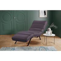 RELAXLIEGE in Echtleder Aubergine  - Aubergine/Schwarz, Design, Leder/Metall (65/65-95/171cm) - Livetastic