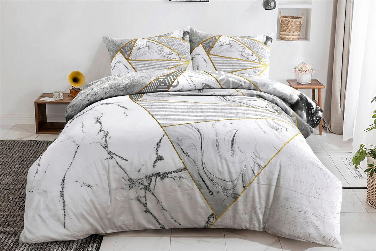 BETTWÄSCHE 2-teilig 140/200 cm  - Goldfarben/Grau, Basics, Textil (140/200cm) - Kayoom
