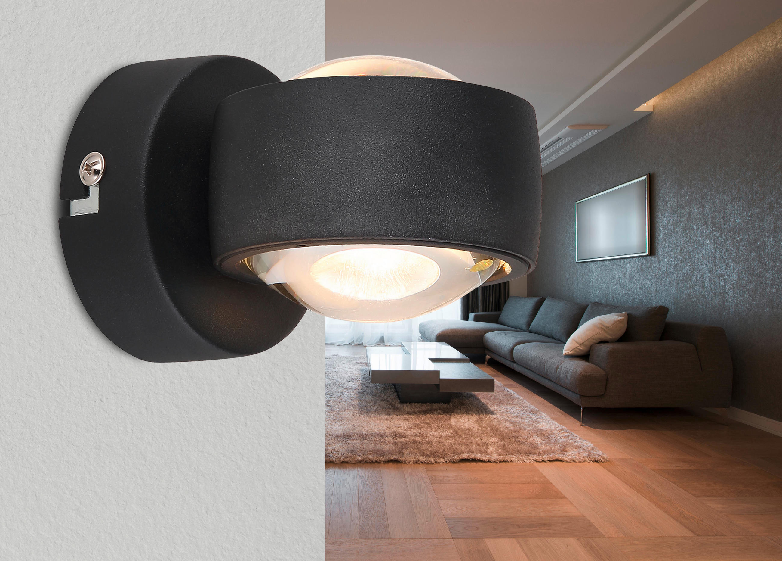 LED VÄGGLAMPA 7,5/10/7 cm   - klar/svart, Design, metall/glas (7,5/10/7cm) - Globo