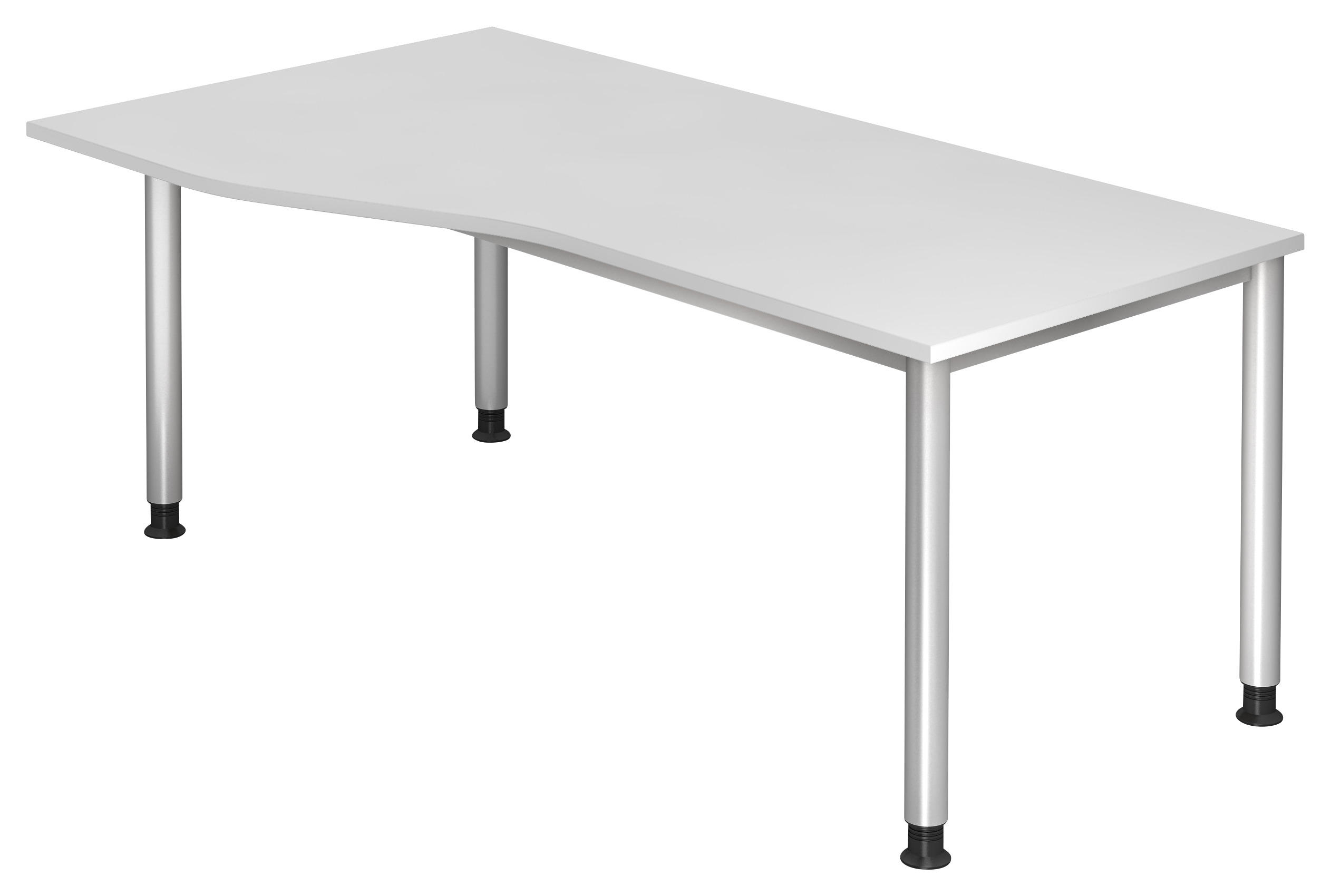 SCHREIBTISCH 180/80-100/68-76 cm  in Silberfarben, Weiß  - Silberfarben/Weiß, KONVENTIONELL, Holzwerkstoff/Metall (180/80-100/68-76cm) - Venda