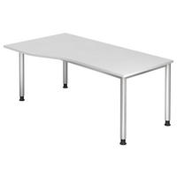SCHREIBTISCH 180/80-100/68-76 cm  in Silberfarben, Weiß  - Silberfarben/Weiß, KONVENTIONELL, Holzwerkstoff/Metall (180/80-100/68-76cm) - Venda