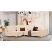 ECKSOFA Ariella in Cord Creme  161/231 cm  - Creme/Naturfarben, Design, Holz/Textil (161/231cm) - Livetastic