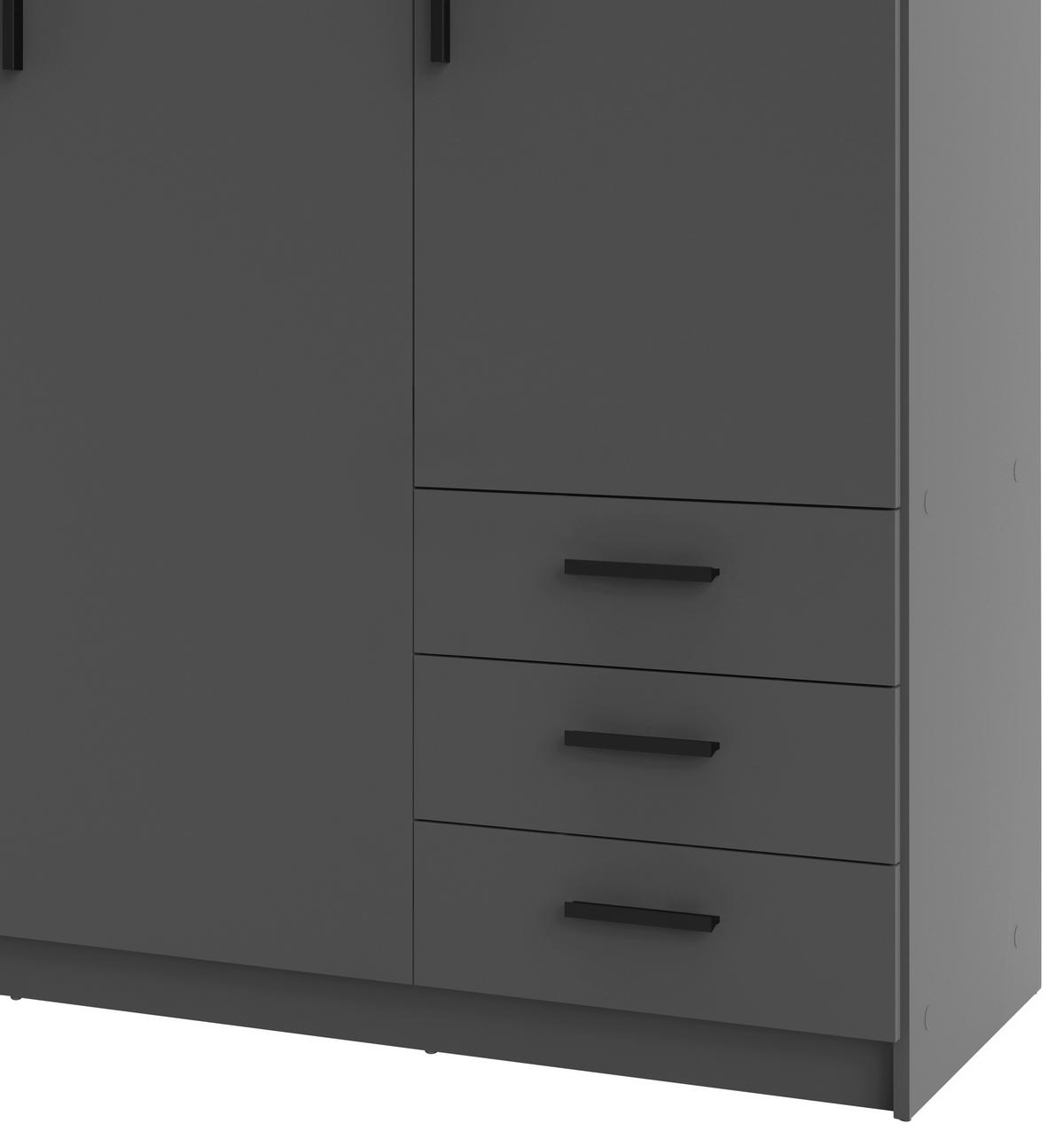 KLEIDERSCHRANK in Grau  - Schwarz/Grau, Basics, Holzwerkstoff/Metall (147/200,4/49,8cm) - MID.YOU