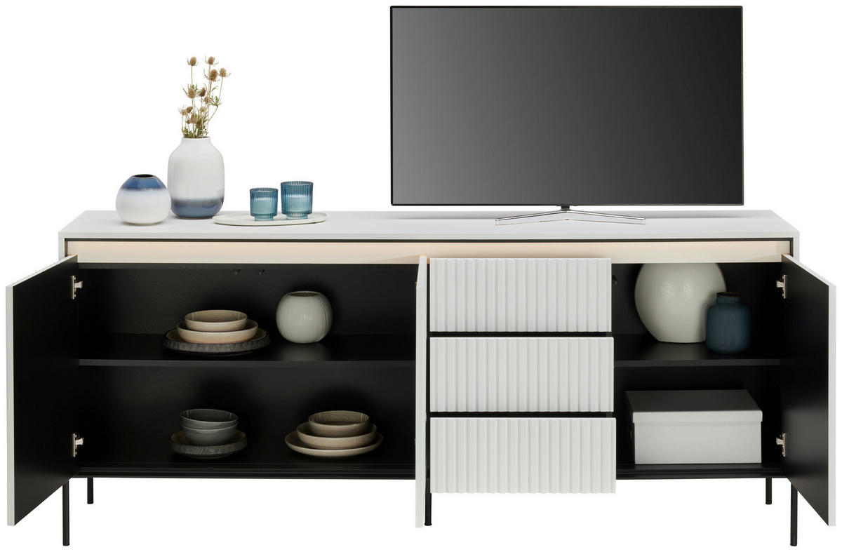 SIDEBOARD 192/82/40 cm  - vit/svart, Design, trämaterial (192/82/40cm) - Niels Andersson