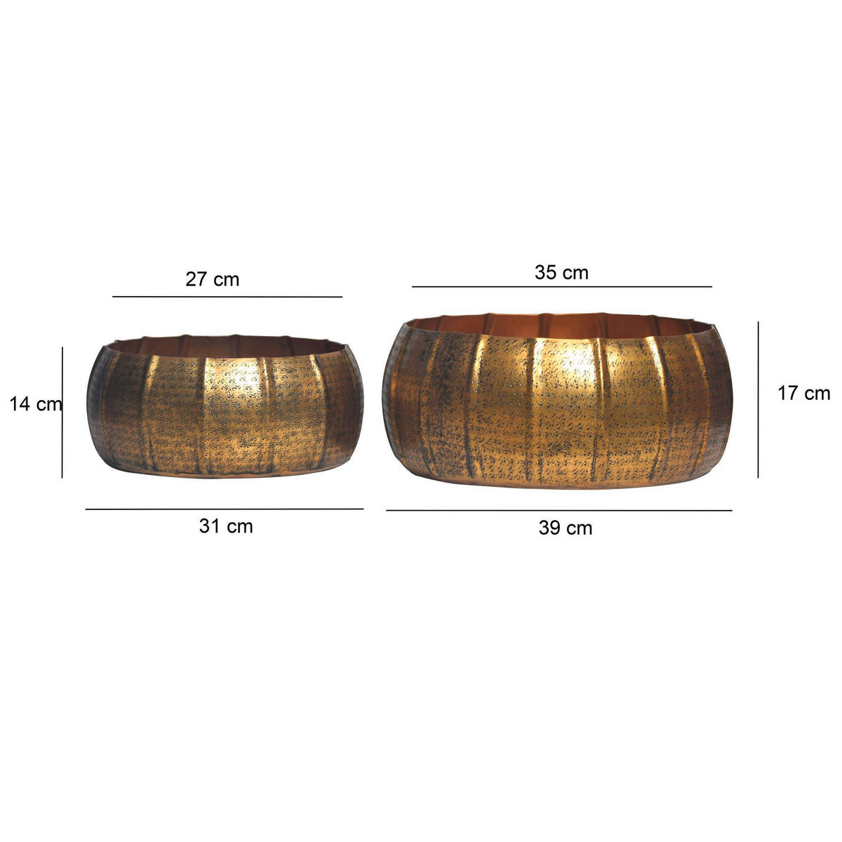 DEKOVASE  - Goldfarben, Design, Metall (39/17/39cm) - Livetastic