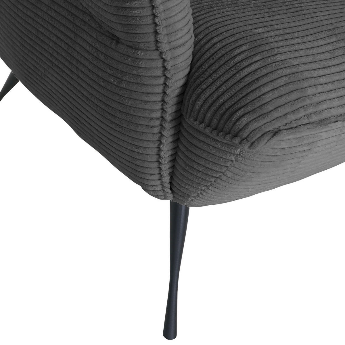 OHRENSESSEL in Cord Dunkelgrau  - Dunkelgrau/Schwarz, Konventionell, Textil/Metall (83/110/92cm) - MID.YOU