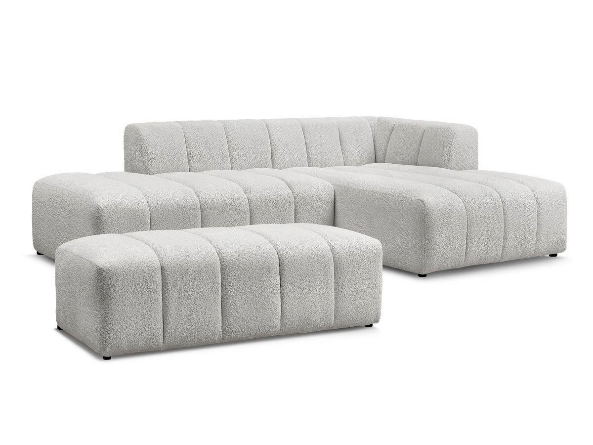 ECKSOFA  ANNECY Hellgrau Bouclé  - Hellgrau/Schwarz, MODERN, Kunststoff/Textil (262/170cm)