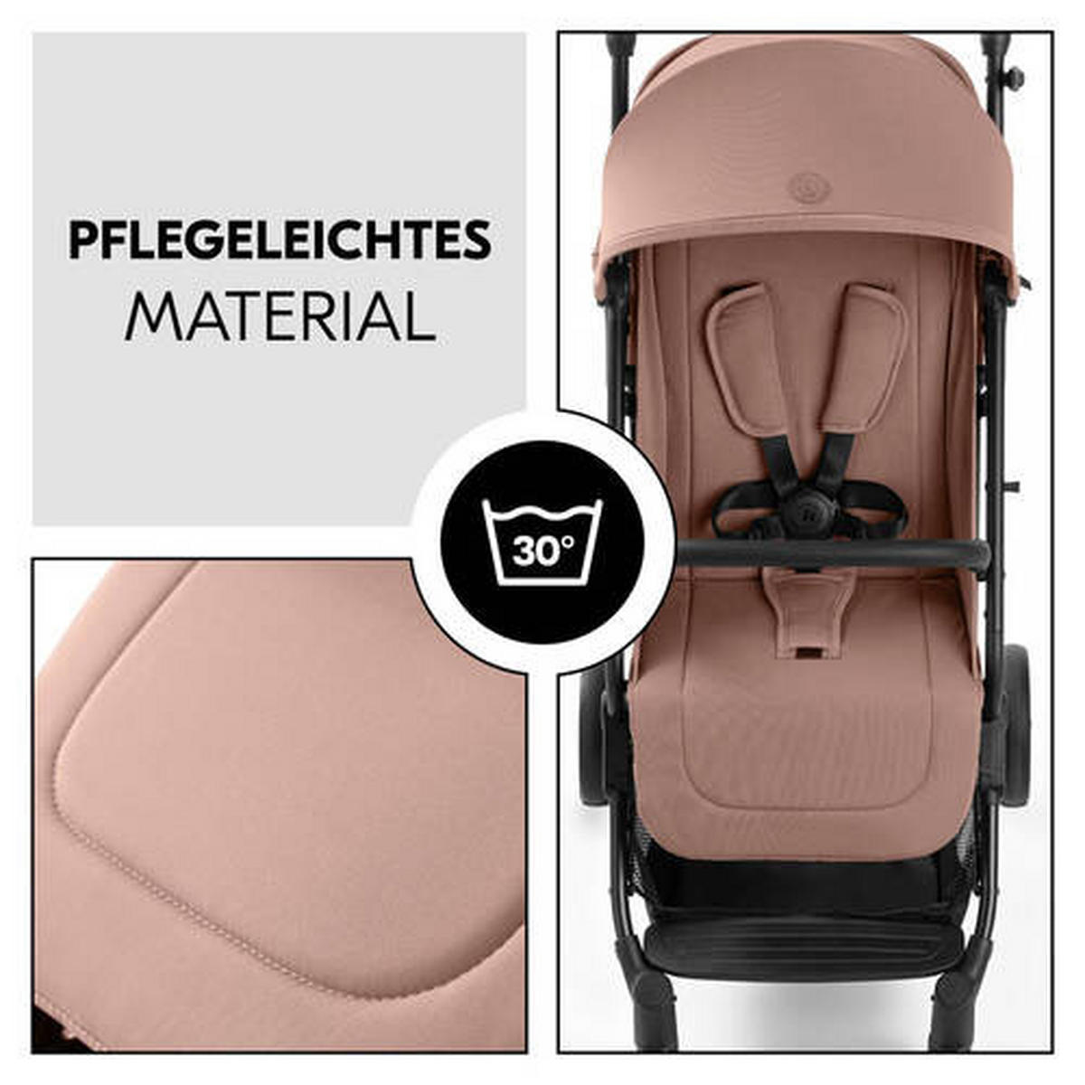BUGGY TRAVEL N CARE PLUS  - Schwarz/Rosa, Basics, Textil/Metall (81/51,5/105cm) - Hauck