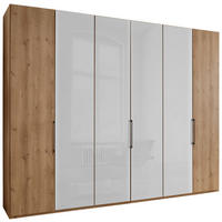 DREHTÜRENSCHRANK in Weiss, Eiche Bianco  - Schieferfarben/Weiss, Konventionell, Glas/Holzwerkstoff (300/216/58cm) - Dieter Knoll