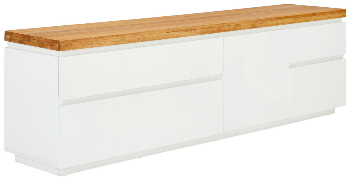 KOMODA - NISKA   195/58/42 cm   bijela, boje hrasta   - bijela/boje hrasta, Konvencionalno, drvni materijal/drvo (195/58/42cm) - Novel