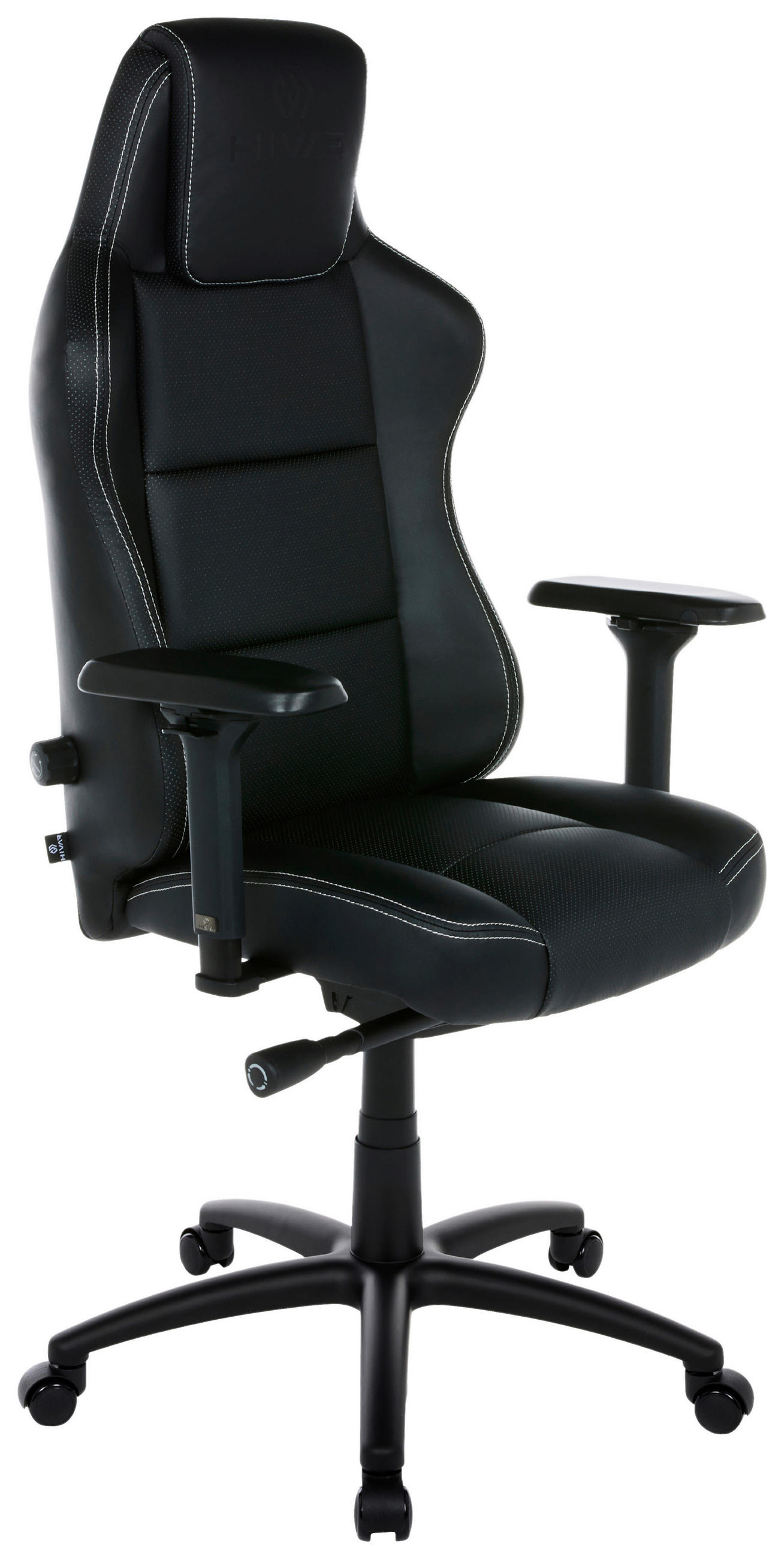 GAMINGSTUHL Schwarz, Weiß, Silbereichenfarben Metall, Textil  