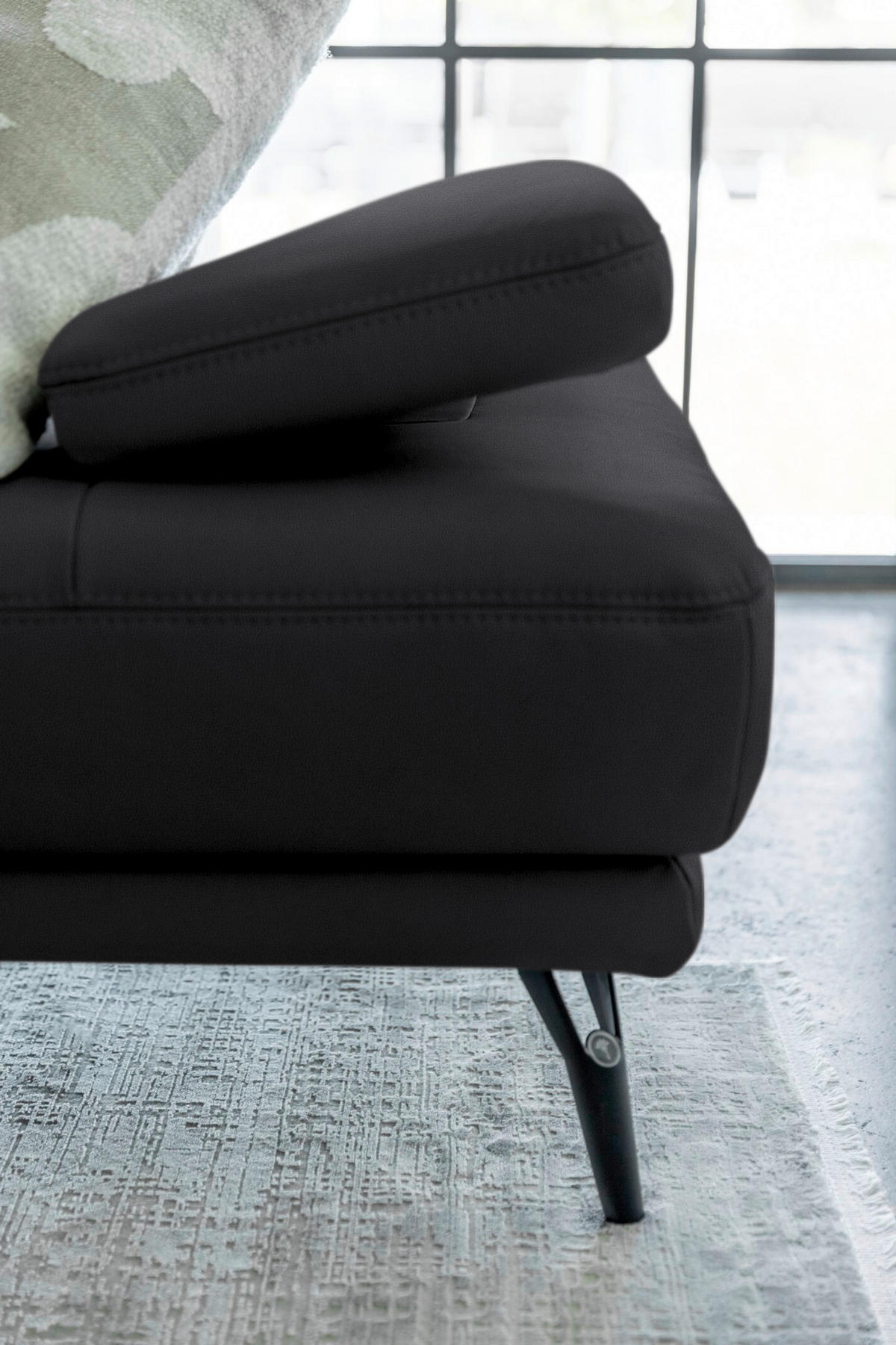 ECKSOFA Echtleder Anthrazit  - Anthrazit/Schwarz, Konventionell, Leder/Metall (301/180cm) - Joop!