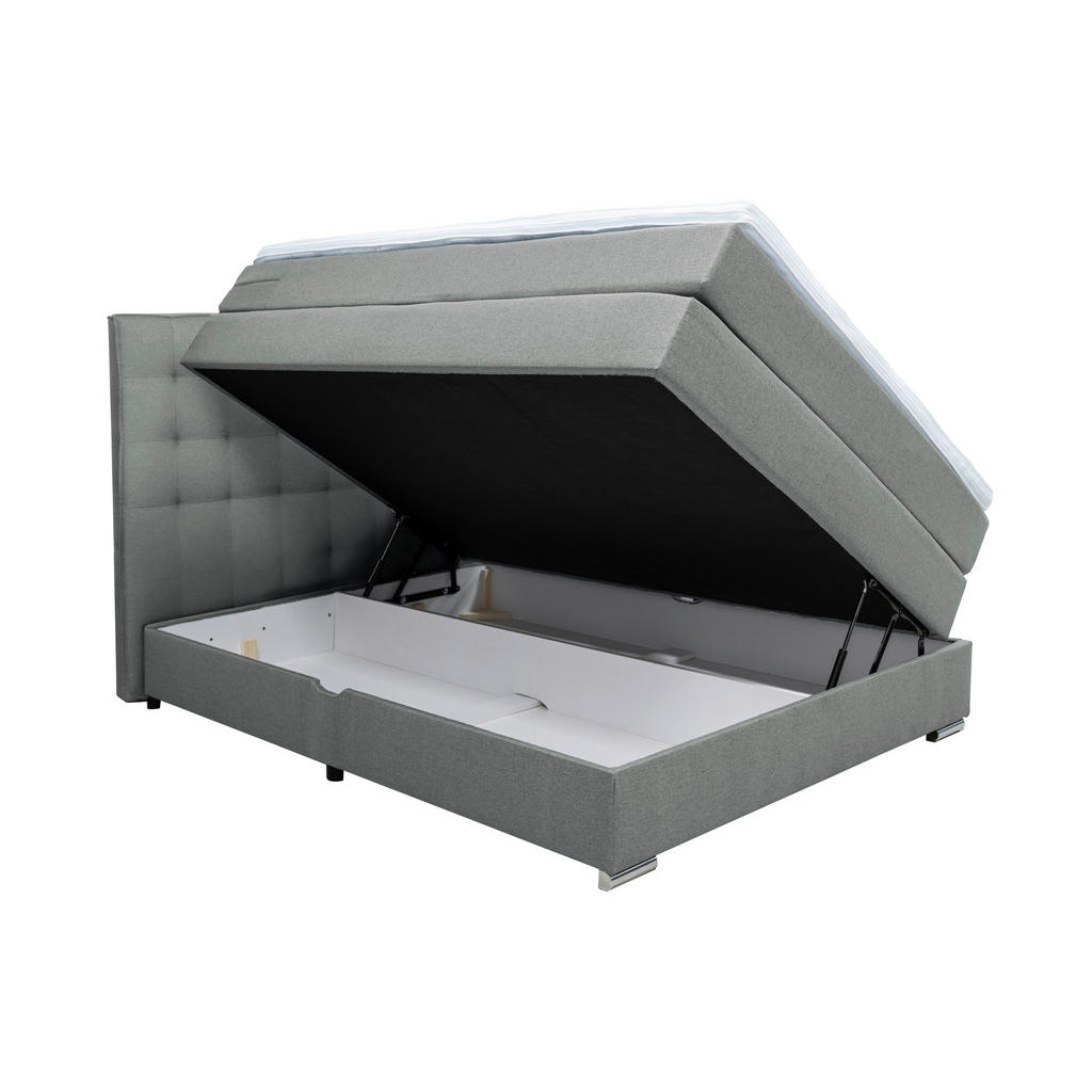 Thumbnail - Boxxx Boxspringbett, Dunkelgrau, Textil, H3, 5-Zonen, Höhe ca. 18 cm, 140x200 cm, Oeko-Tex® Standard 100, Topper durchge...