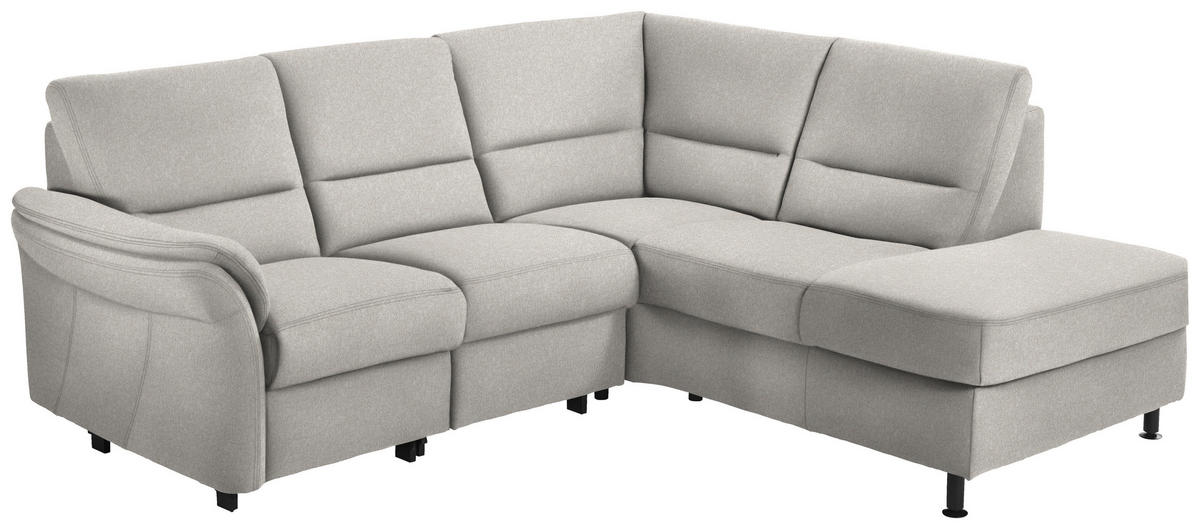 ECKSOFA in Flachgewebe Hellgrau  - Hellgrau/Schwarz, Modern, Textil/Metall (227/203cm) - Beldomo System