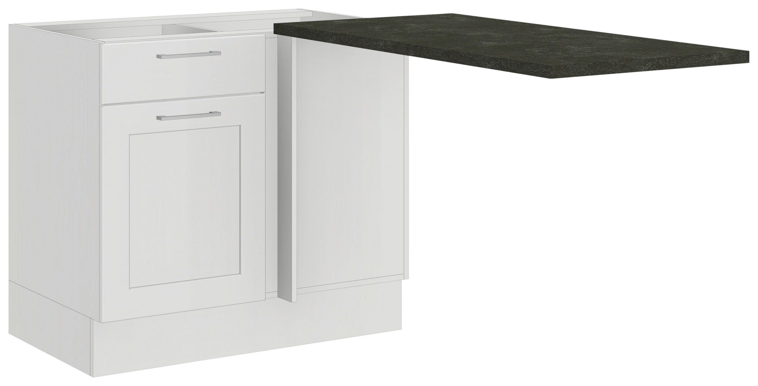 CORP INFERIOR PE COLȚ 115/90/60 cm   - alb/culoare crom, Design, metal/material pe bază de lemn (115/90/60cm) - MID.YOU