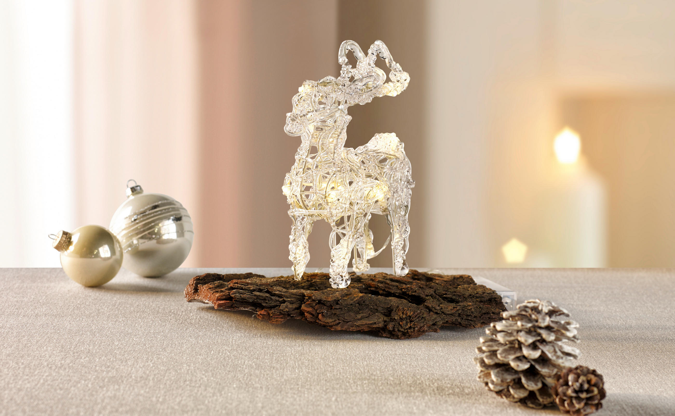 LED DÍSZLÁMPA - áttetsző/fehér, Lifestyle, műanyag/fém (13/20cm) - X-Mas