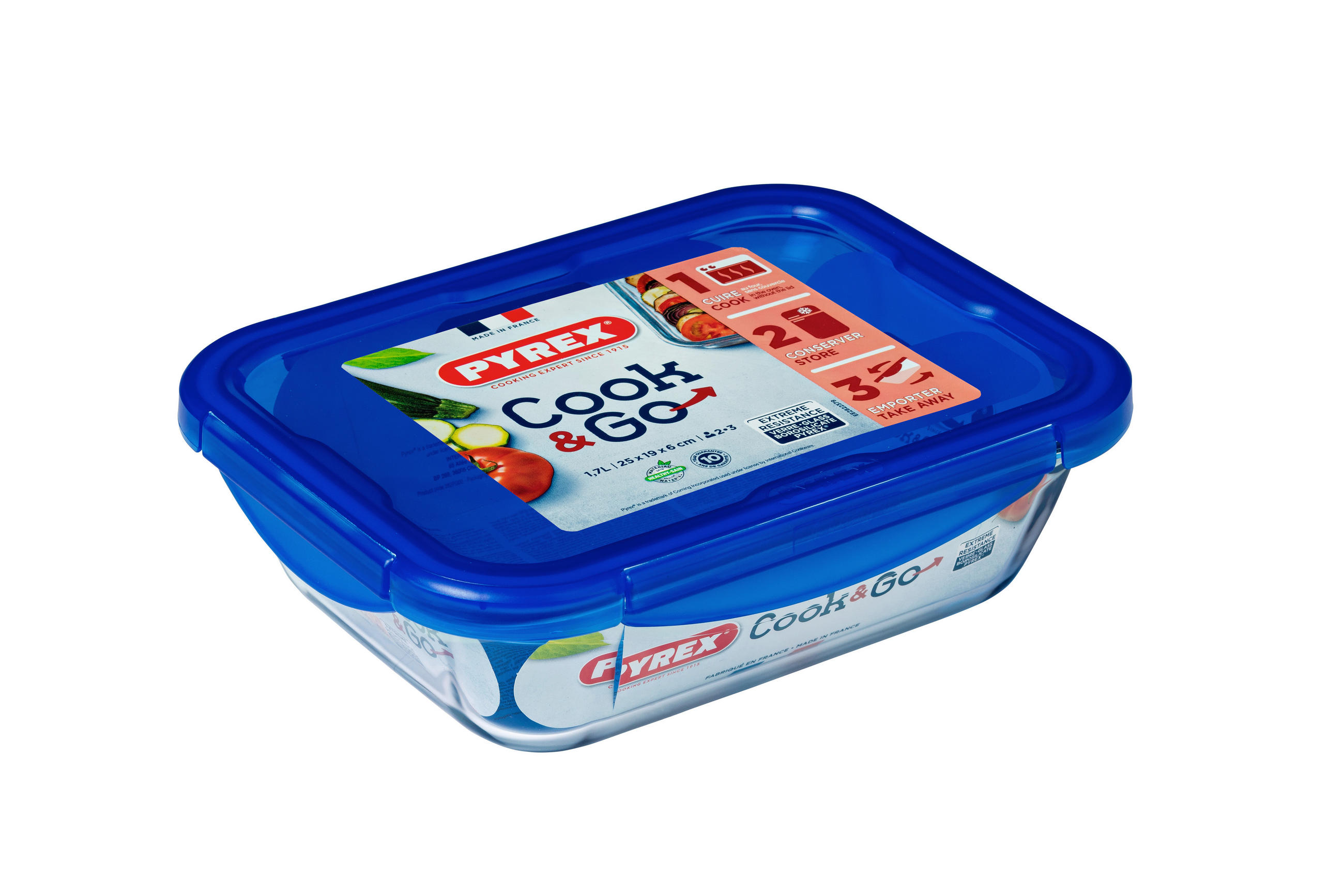 FAGYASZTÓ DOBOZ  1,7 l  - áttetsző/kék, Basics, műanyag/üveg (1,7l) - Pyrex