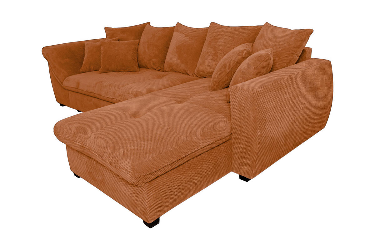 ECKSOFA LORENZO Rostfarben Struktur Liegefläche im Originalstoff  - Rostfarben/Schwarz, Design, Textil/Metall (302/188cm) - P & B