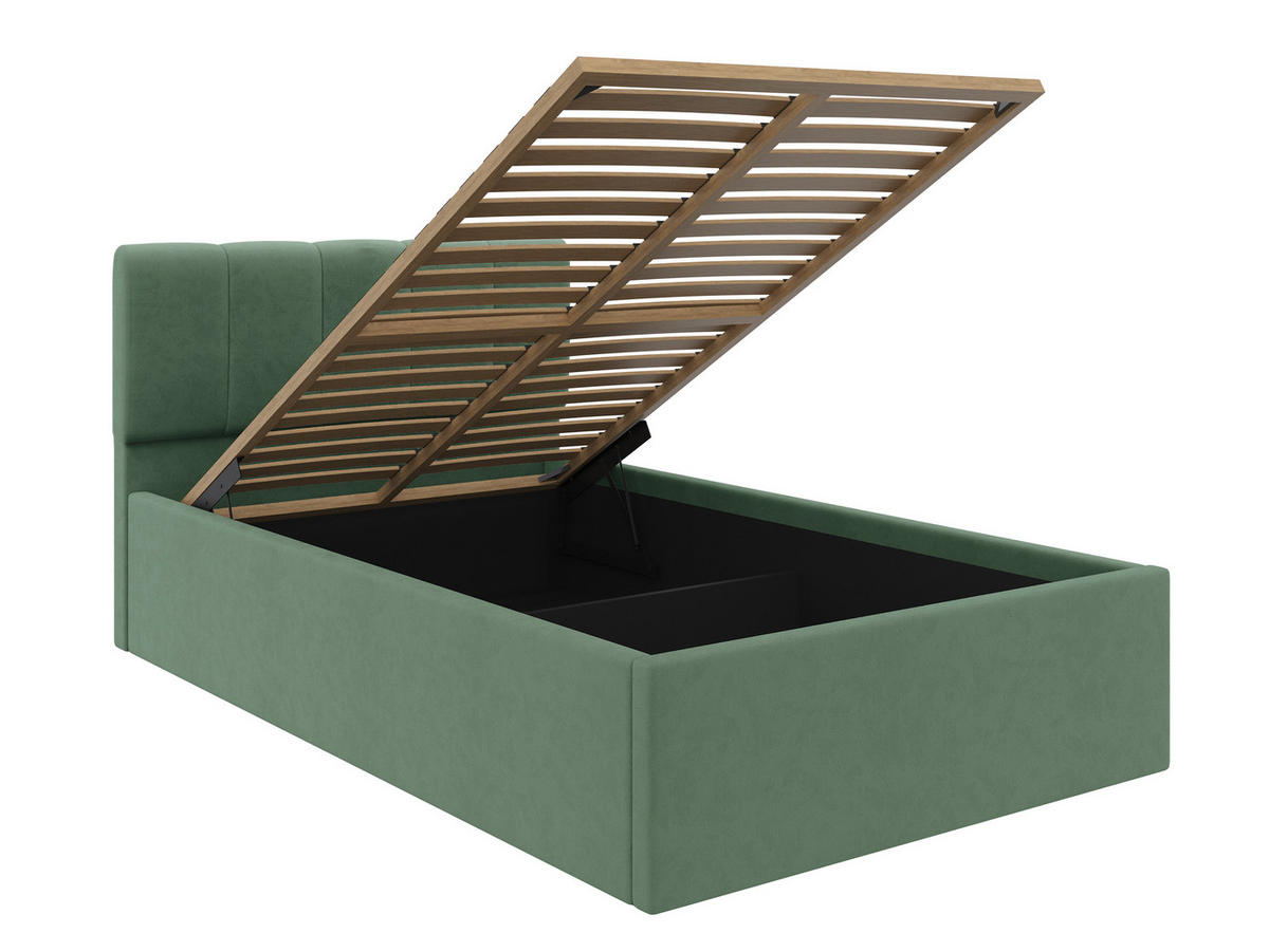 POLSTERBETT Lattenrost, Bettkasten Salbeigrün 120/200 cm  - Salbeigrün/Schwarz, Design, Holz/Kunststoff (120/200cm) - Stylife