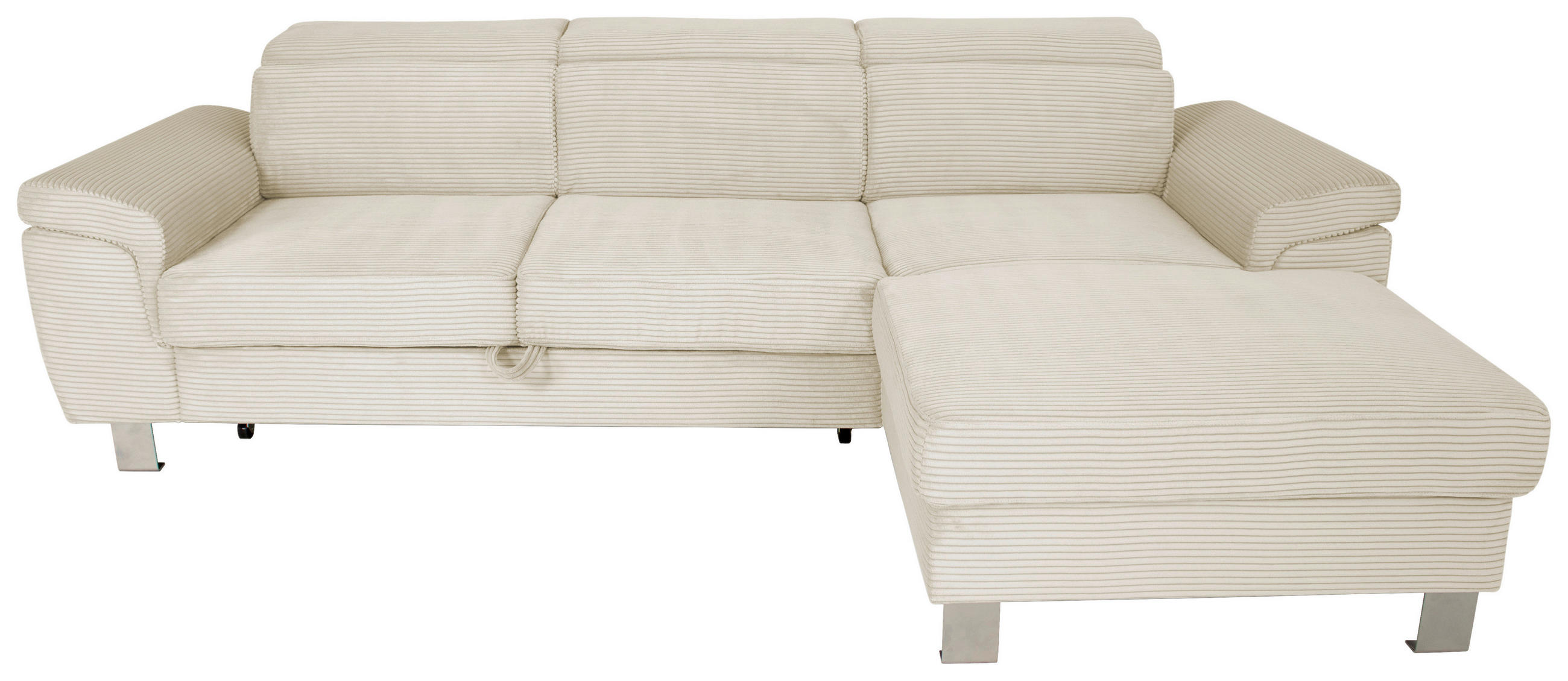 ECKSOFA inkl. Funktionen Naturfarben Cord  - Silberfarben/Naturfarben, Design, Textil/Metall (250/167cm) - Xora