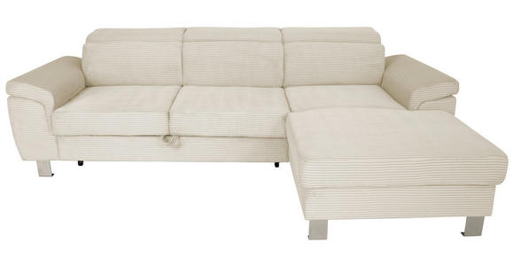 ECKSOFA inkl. Funktionen Naturfarben Cord  - Silberfarben/Naturfarben, Design, Textil/Metall (250/167cm) - Xora