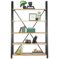 REGAL  120/190/40 cm Naturfarben, Schwarz  - Schwarz/Naturfarben, Trend, Holz/Metall (120/190/40cm)