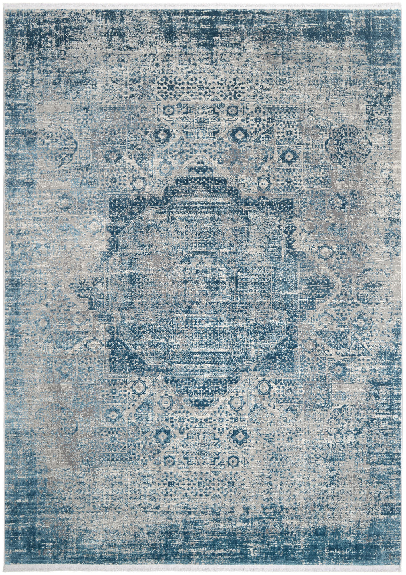 Dieter Knoll Webteppich Tesoro Blau 67x130 cm
