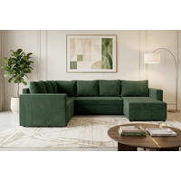 WOHNLANDSCHAFT Cord Grün  - Schwarz/Grün, Design, Kunststoff/Textil (223/304/156cm) - P & B