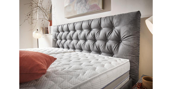 POLSTERBETT 180/200 cm,  in Grau, Bettkasten, Lattenroste, Matratzen, H2 + H3 = mittel + fest  - Schwarz/Weiß, Design, Holz/Textil (180/200cm) - Voleo