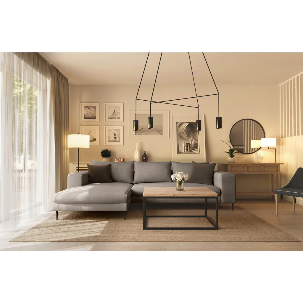 Thumbnail - Trendmanufaktur Ecksofa Aurora, Taupe, Textil, 4-Sitzer, Füllung: Schaumstoff, Silikon, Ottomane links, L-Form, 275x170 ...