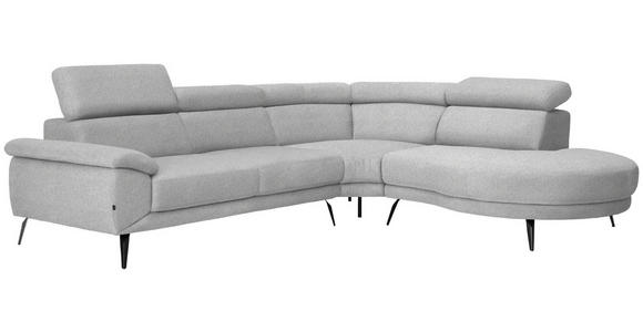 ECKSOFA in Velours Hellgrau  - Hellgrau/Schwarz, Design, Textil/Metall (299/264cm) - Novel