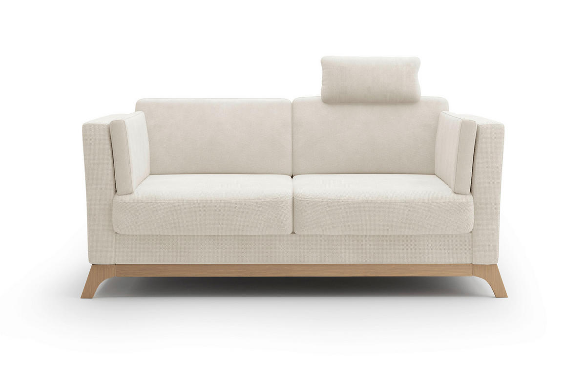 2,5-SITZER Flachgewebe Creme  - Eichefarben/Creme, KONVENTIONELL, Holz/Textil (183/84/93cm) - Sit & More