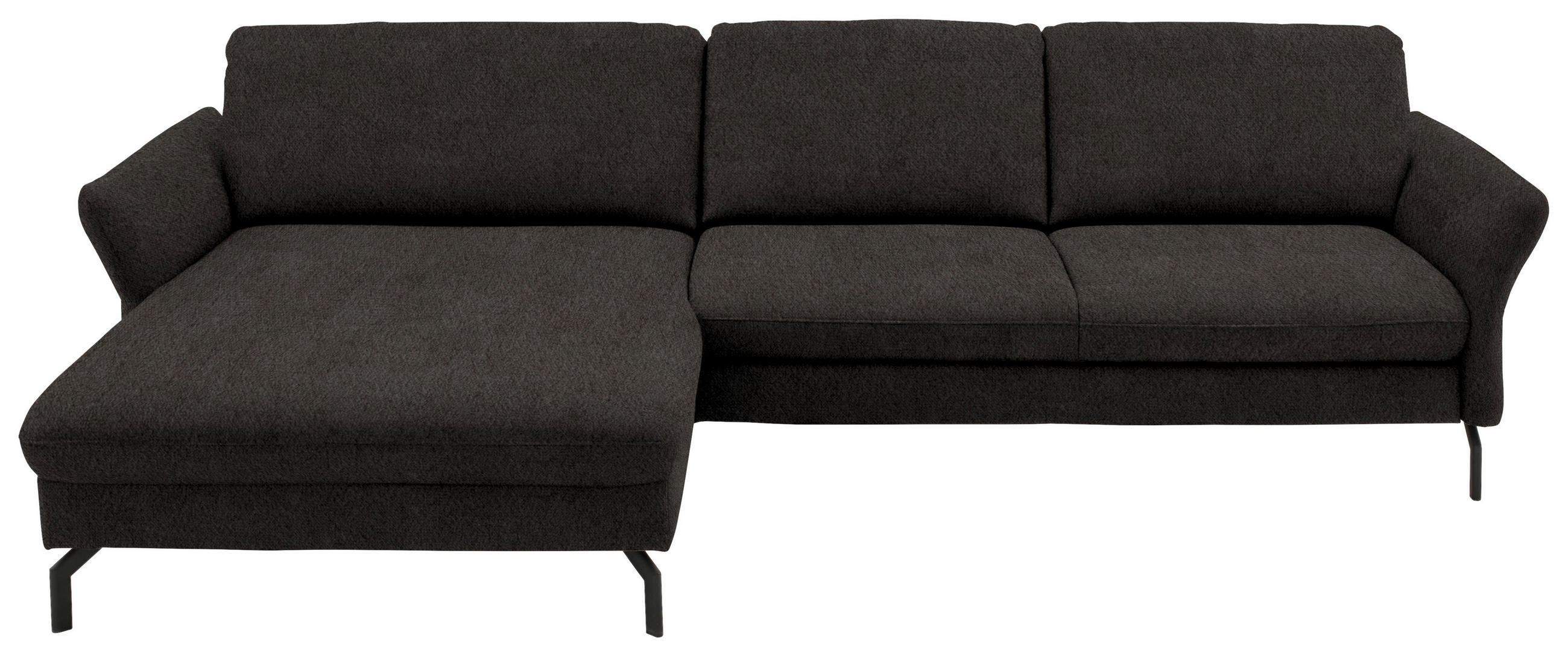 ECKSOFA in Velours Dunkelbraun  - Dunkelbraun/Schwarz, Design, Textil/Metall (179/306cm) - Beldomo System