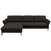 ECKSOFA in Velours Dunkelbraun  - Dunkelbraun/Schwarz, Design, Textil/Metall (179/306cm) - Beldomo System