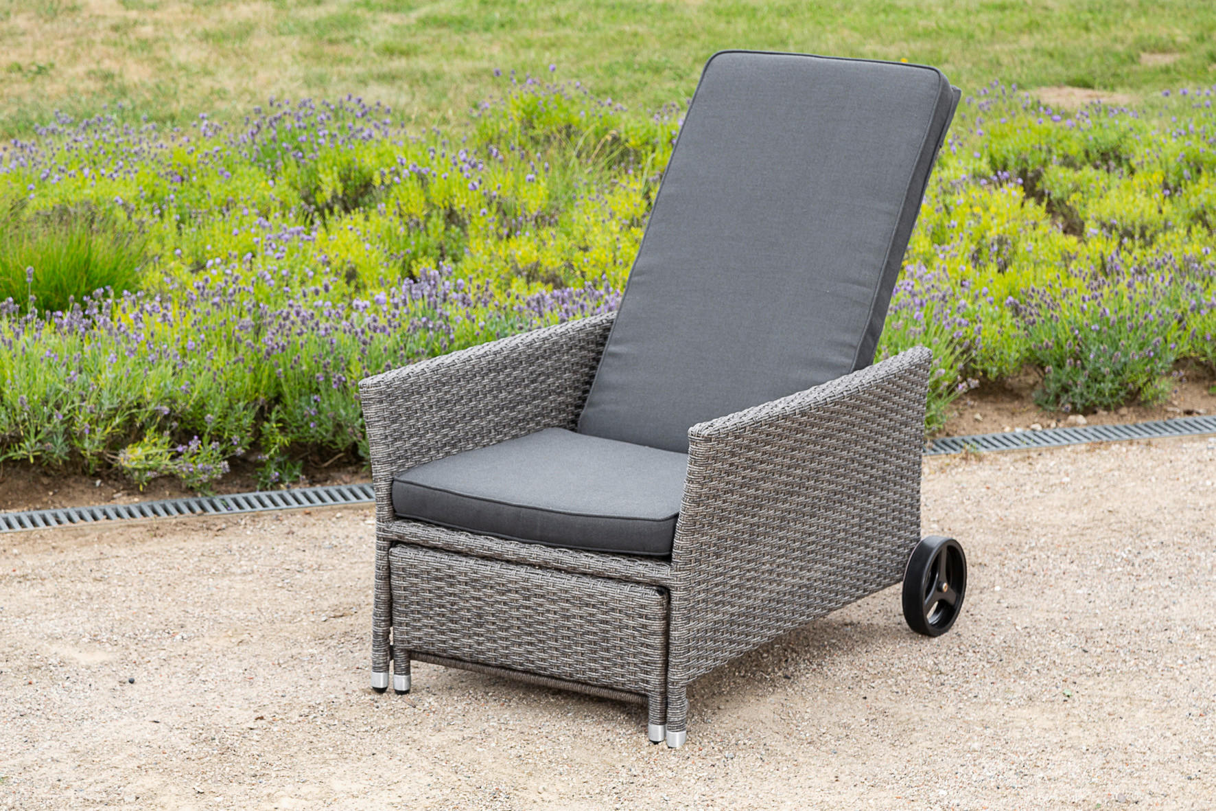 GARTENLIEGE 68/105/175 cm  - Dunkelgrau/Grau, KONVENTIONELL, Kunststoff/Textil (68/105/175cm) - Gardenson