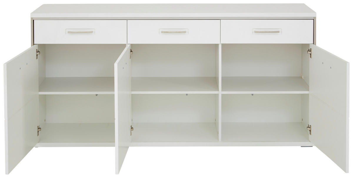 SIDEBOARD  in 184/89/45 cm  - Edelstahlfarben/Weiß, Design, Holzwerkstoff/Metall (184/89/45cm) - Xora