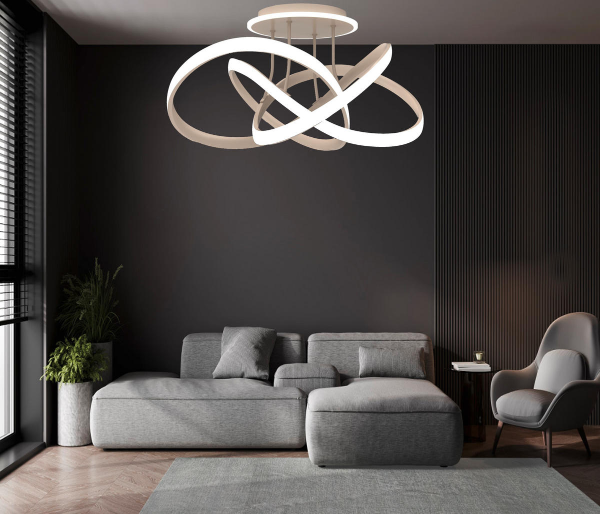 LED-DECKENLEUCHTE 64/34,5 cm   - Sandfarben, Design, Kunststoff/Metall (64/34,5cm)