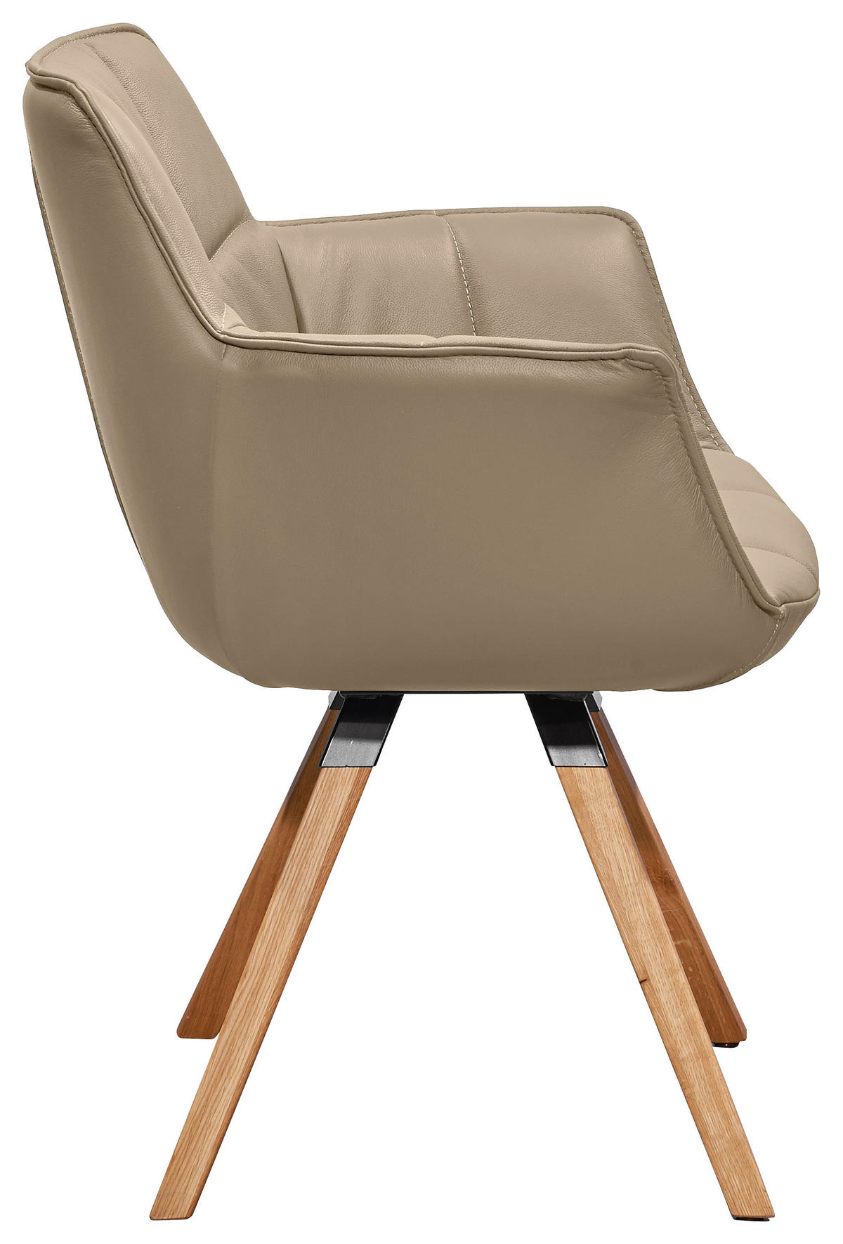 ARMLEHNSTUHL  in Echtleder pigmentiert  - Sandfarben/Eichefarben, Design, Leder/Holz (67/82/60cm) - Musterring