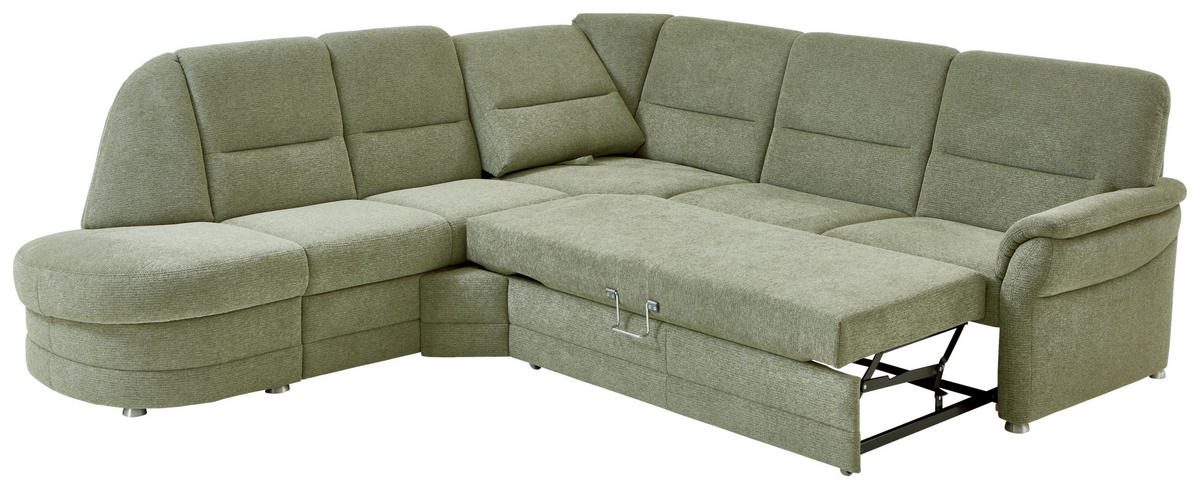 ECKSOFA Grün Flachgewebe  - Alufarben/Grün, KONVENTIONELL, Textil (273/253cm) - Beldomo Comfort