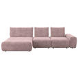 ECKSOFA in Velours Altrosa 174/347 cm - Schwarz/Altrosa, Design, Kunststoff/Textil (174/347cm) - Xora