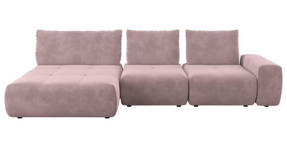 ECKSOFA in Velours Altrosa 174/347 cm - Schwarz/Altrosa, Design, Kunststoff/Textil (174/347cm) - Xora