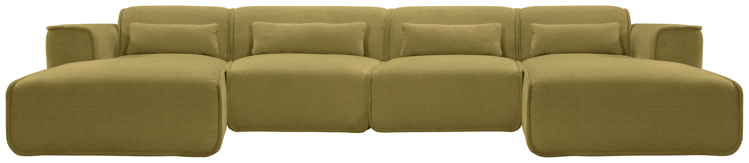 WOHNLANDSCHAFT LOMOCO MATEO Senfgelb Flachgewebe  - Senfgelb/Schwarz, Design, Kunststoff/Textil (165/386/165cm) - Lomoco