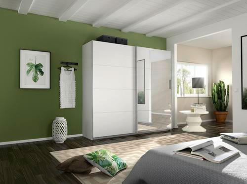 GARDEROB MED SKJUTDÖRRAR 226/230/62 cm 2-dörrar - vit/aluminiumfärg, Modern, metall/trämaterial (226/230/62cm) - Rauch Möbel