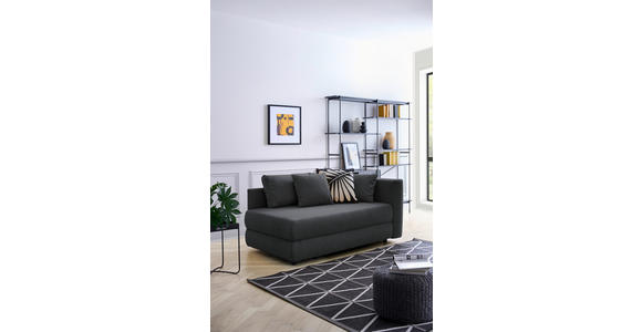 RÉCAMIERE in Flachgewebe Anthrazit - Anthrazit/Schwarz, Design, Kunststoff/Textil (171/71-88/93cm) - Cantus