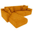 ECKSOFA  in Samt Gelb  195/293 cm  - Chromfarben/Gelb, KONVENTIONELL, Kunststoff/Textil (195/293cm) - Carryhome