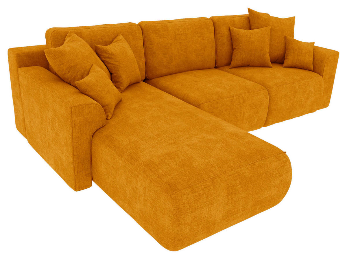 ECKSOFA in Samt Gelb  195/293 cm  - Chromfarben/Gelb, KONVENTIONELL, Kunststoff/Textil (195/293cm) - Carryhome