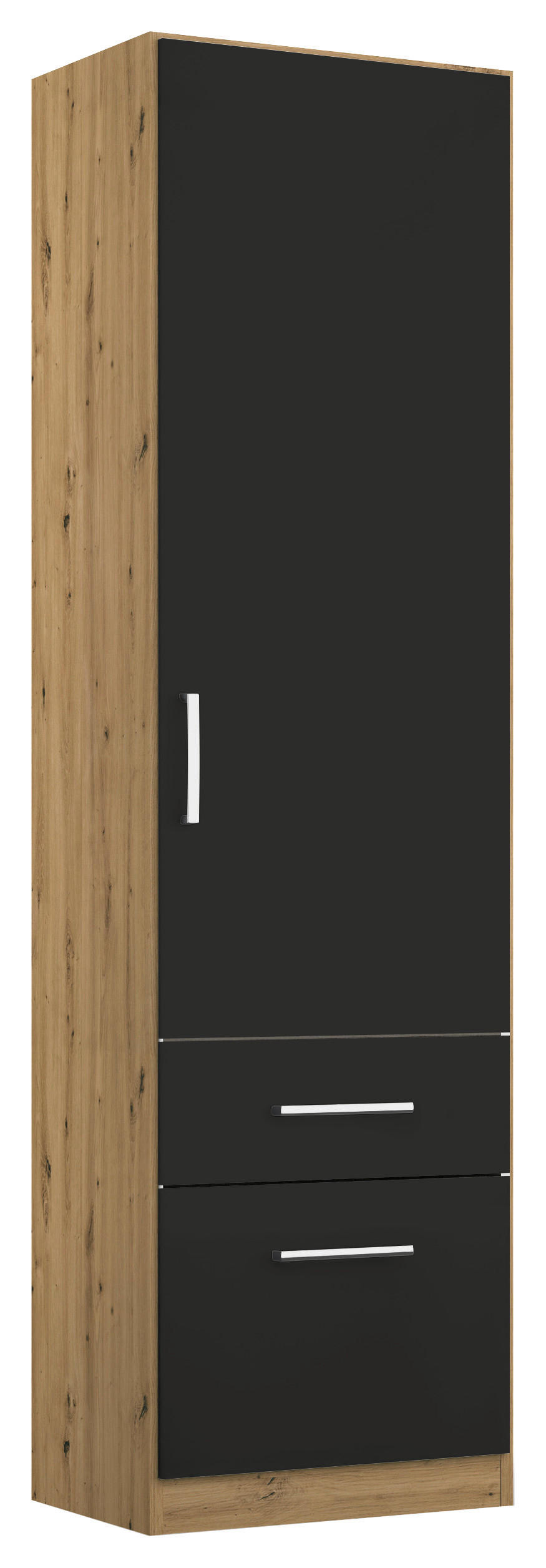 DREHTÜRENSCHRANK 47/197/54 cm 1-türig Grau, Eiche Artisan  - Chromfarben/Eiche Artisan, MODERN, Holzwerkstoff/Kunststoff (47/197/54cm) - Rauch Möbel